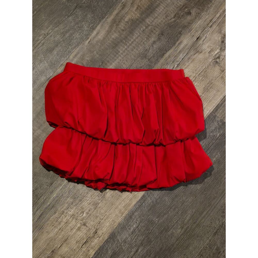Skirt Womens S Red Tiered Bubble Mini Pull On Y2K NWOT